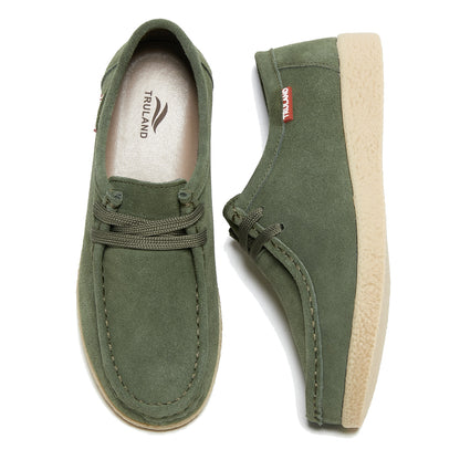 TRULAND Suede Wallabee Casual Moccasin Shoes - Olive Green