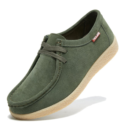 TRULAND Suede Wallabee Casual Moccasin Shoes - Olive Green