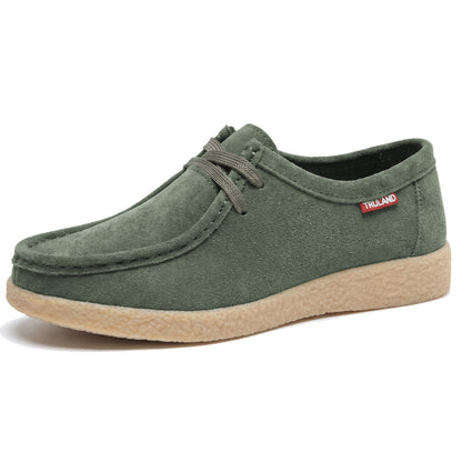 TRULAND Suede Wallabee Casual Moccasin Shoes - Olive Green