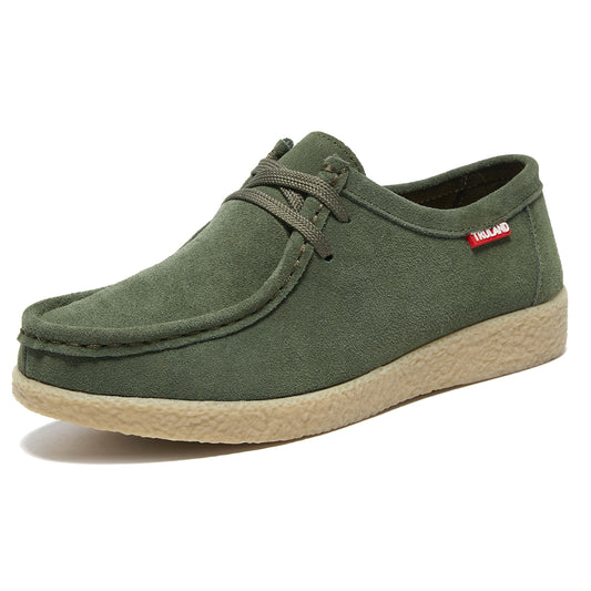 TRULAND Wallabee Damen-Mokassin aus Wildleder - Olivgrün