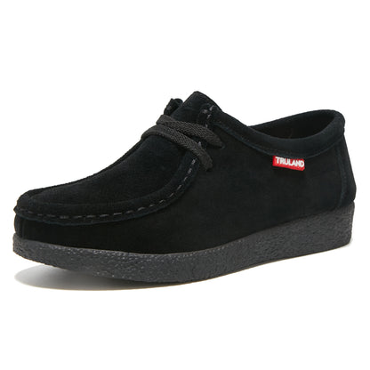 TRULAND Suede Wallabee Casual Moccasin Shoes - Black