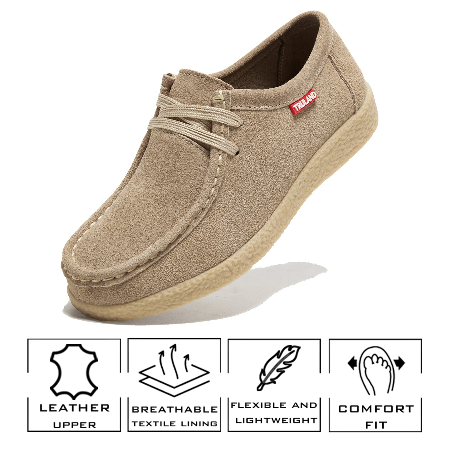 TRULAND Suede Wallabee Casual Shoes -Sand
