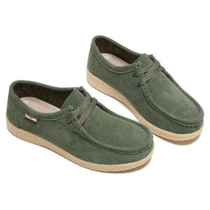 TRULAND Suede Wallabee Casual Moccasin Shoes - Olive Green