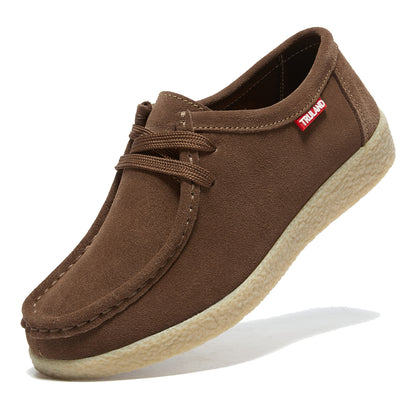 TRULAND Wallabee Damen-Mokassin aus Wildleder - Kaffee-Braun