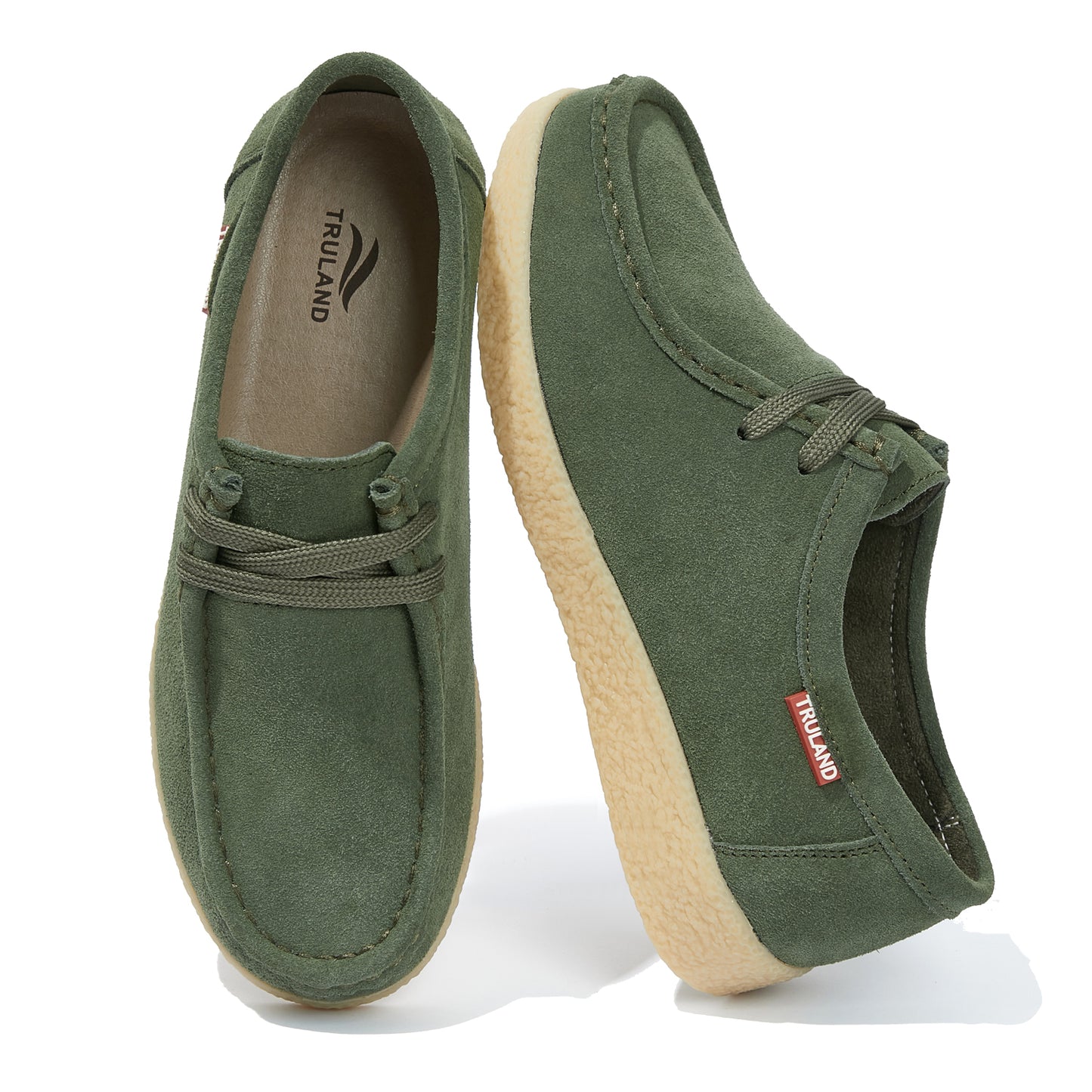 TRULAND Suede Wallabee Casual Moccasin Shoes - Olive Green